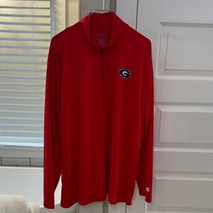 UGA Champion Vibrant Red 1/4 zip Long Sleeve Top
